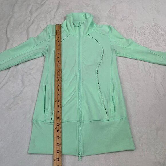 Lululemon‎ Asana Jacket Fresh Teal / Mini Hyper Stripe Fresh Teal - Picture 10 of 12